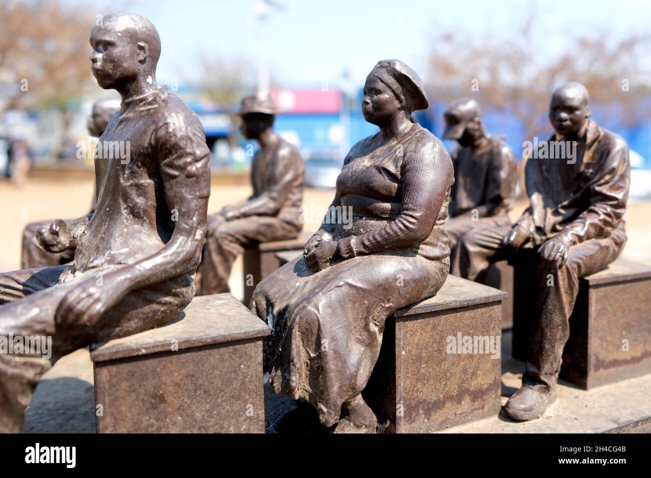 JOHANNESBURG, SOUTH AFRICA - Sep 28, 2021: The bronze statues of the ...