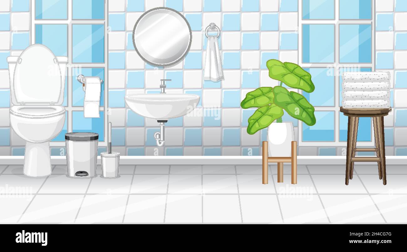 Bathroom interior design with furniture illustration Stock Vector Image ...