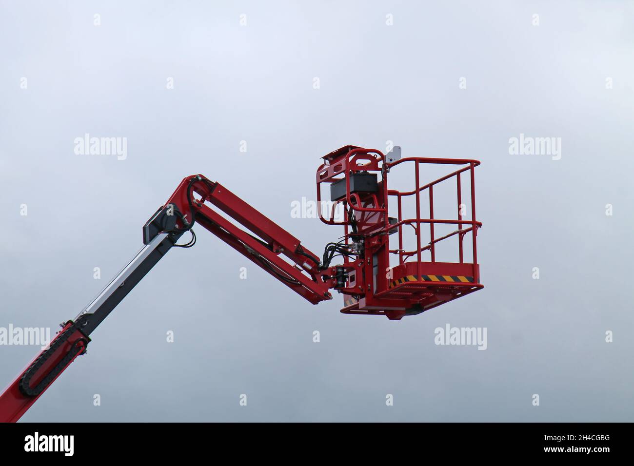 The Telescopic Arm and Cage of a Cherry Picker Vehicle. Stock Photo