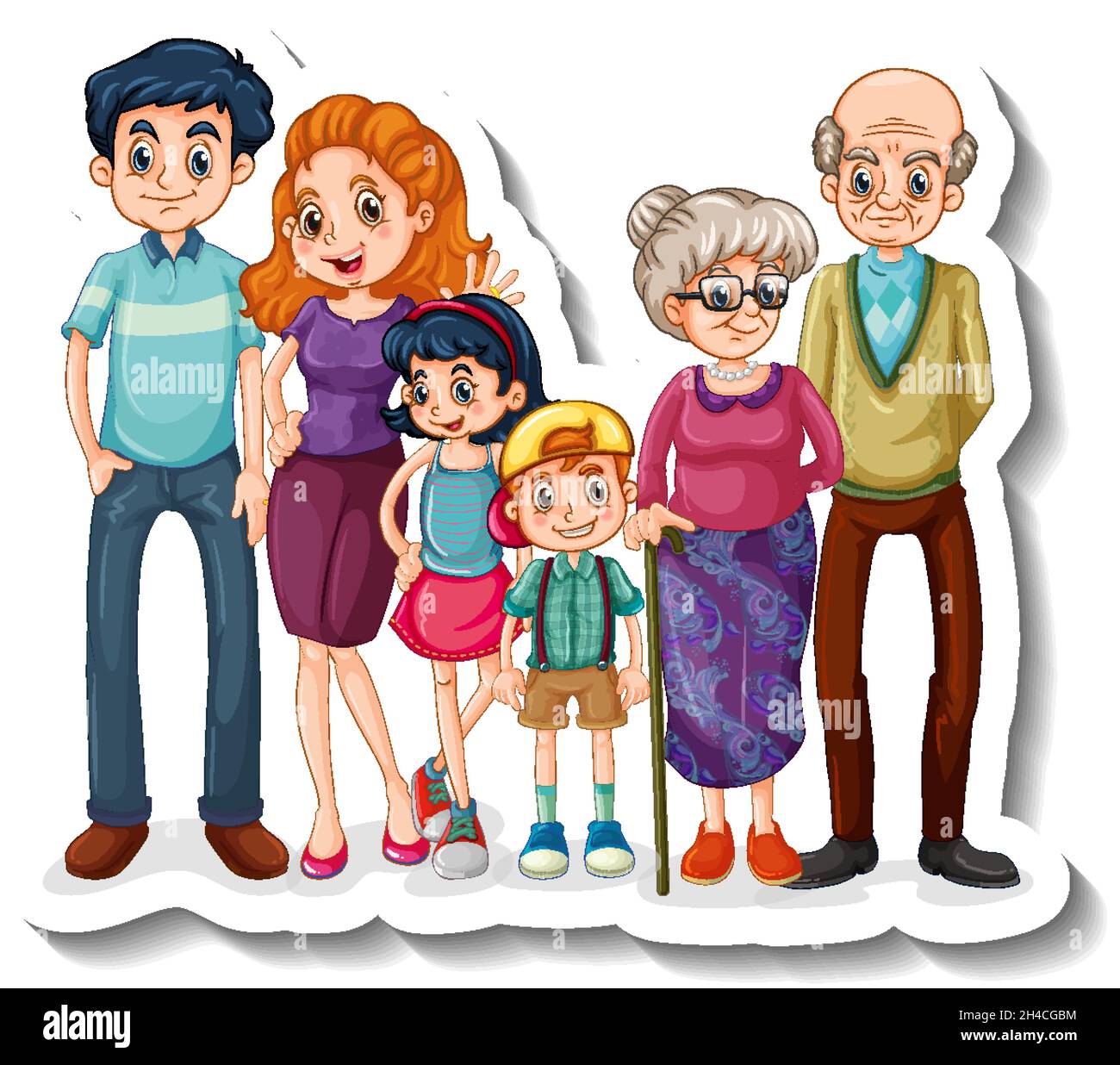 large family cartoon