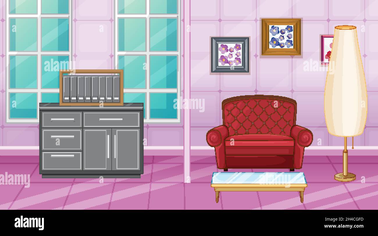 Living room interior design with furniture illustration Stock Vector ...