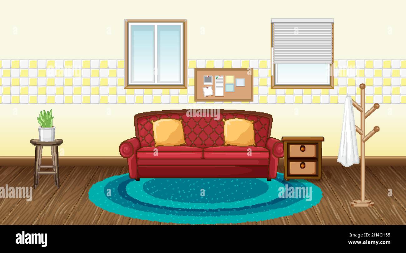 Living room interior design with furniture illustration Stock Vector ...
