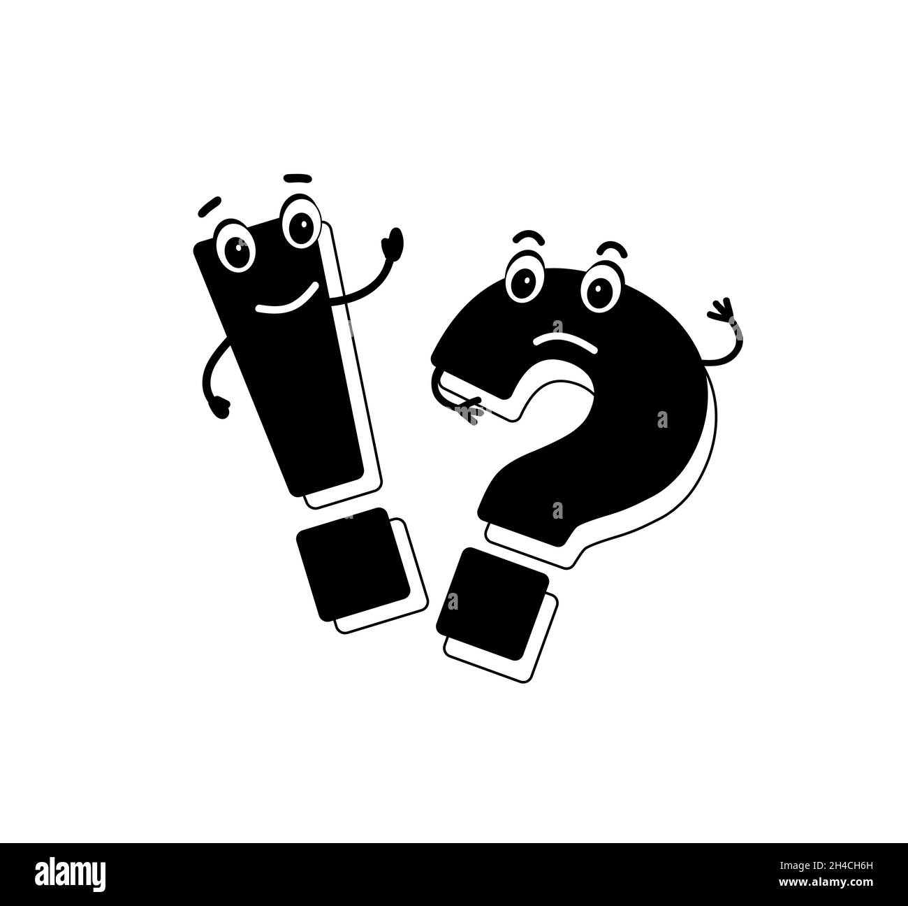 Black Large question mark and exclamation mark. Stock Vector