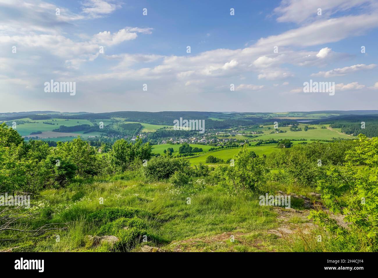 Bergpanorama bei Neuhausen, Erzgebirge, Sachsen, Deutschland Stock ...