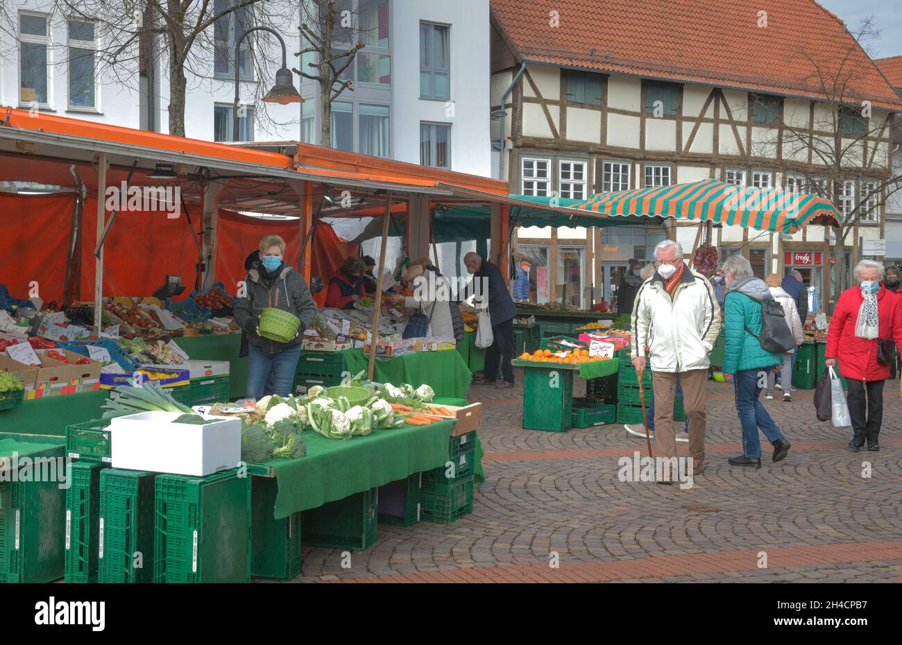 Wochenmarkt, Bad Salzuflen, Kreis Lippe, Ostwestfalen, Nordrhein-Westfalen, Deutschland Stock Photo