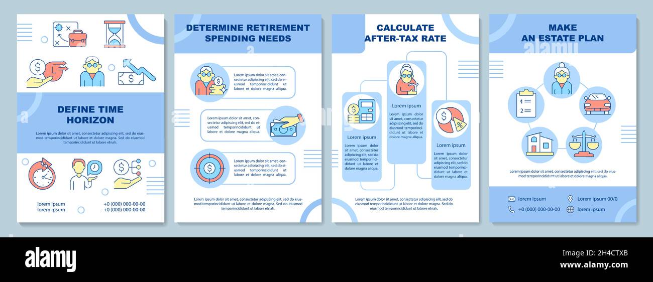 Retirement savings tips brochure template Stock Vector