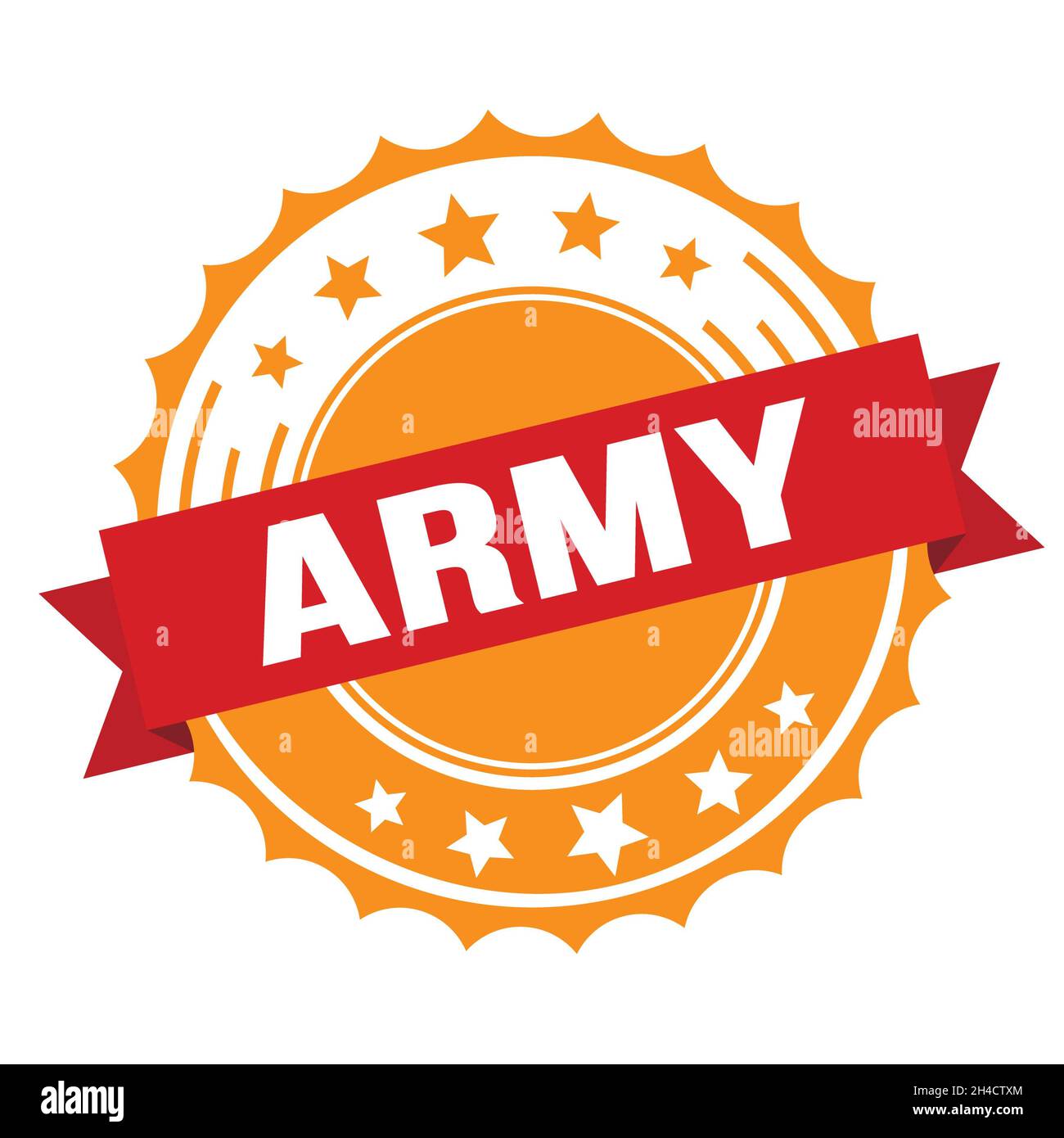 ARMY text on red orange ribbon badge stamp Stock Photo - Alamy