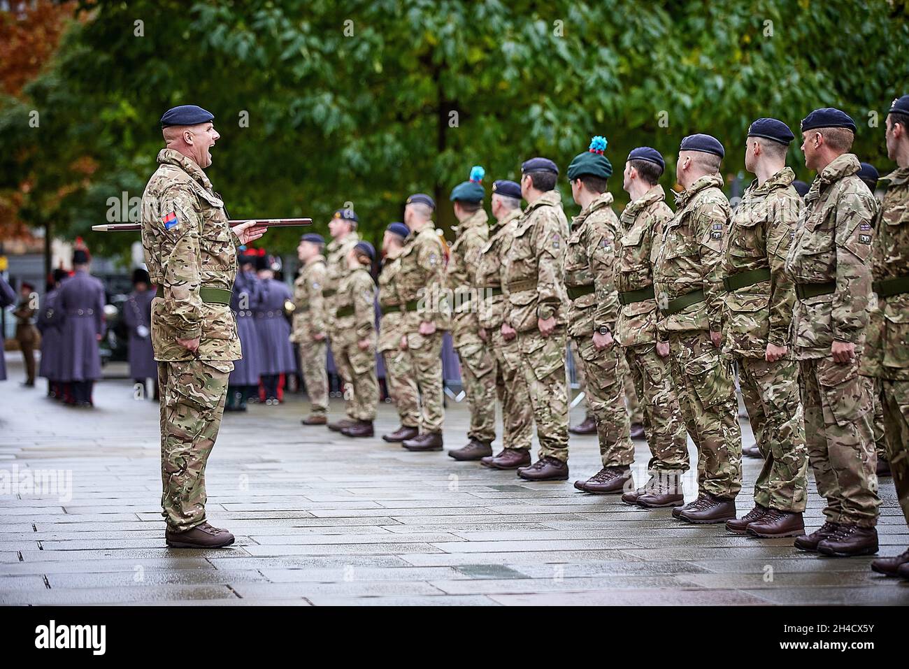The 209 (The Manchester Artillery) Battery, 103rd Regiment Royal Artillery honoured with a parade in St Peter's Square after being awarded Freedom of Stock Photo