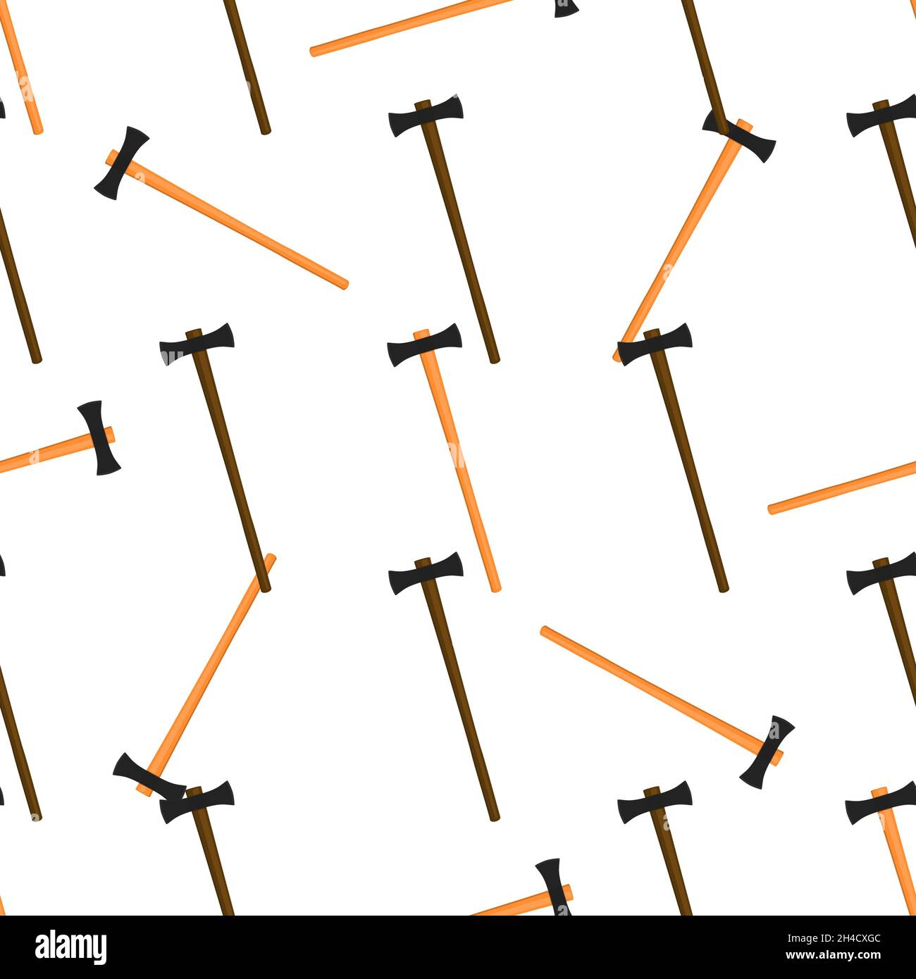 Illustration on theme pattern steel axes with wooden handle, metal ax ...