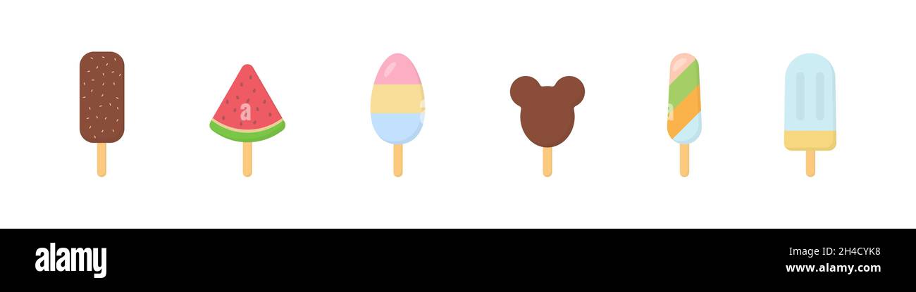 Ice cream icon set flat style Stock Vector Image & Art - Alamy
