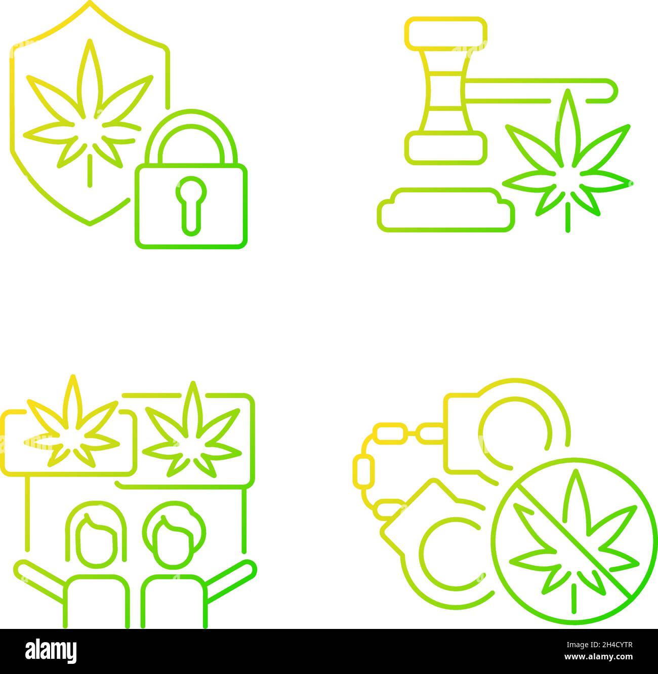 Legality of cannabis gradient linear vector icons set Stock Vector