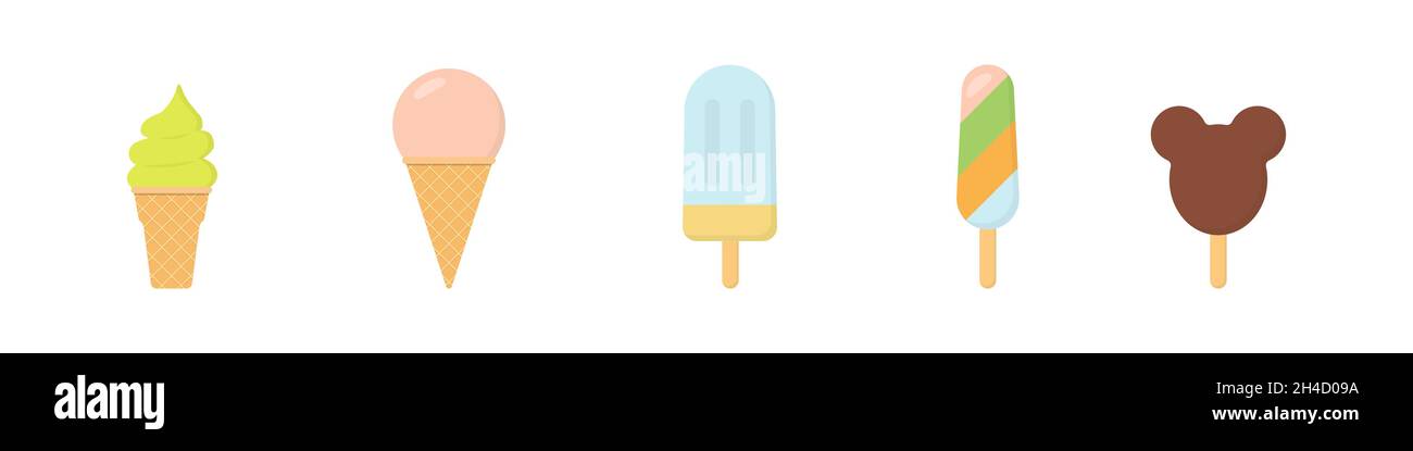 Ice cream icon set flat style Stock Vector
