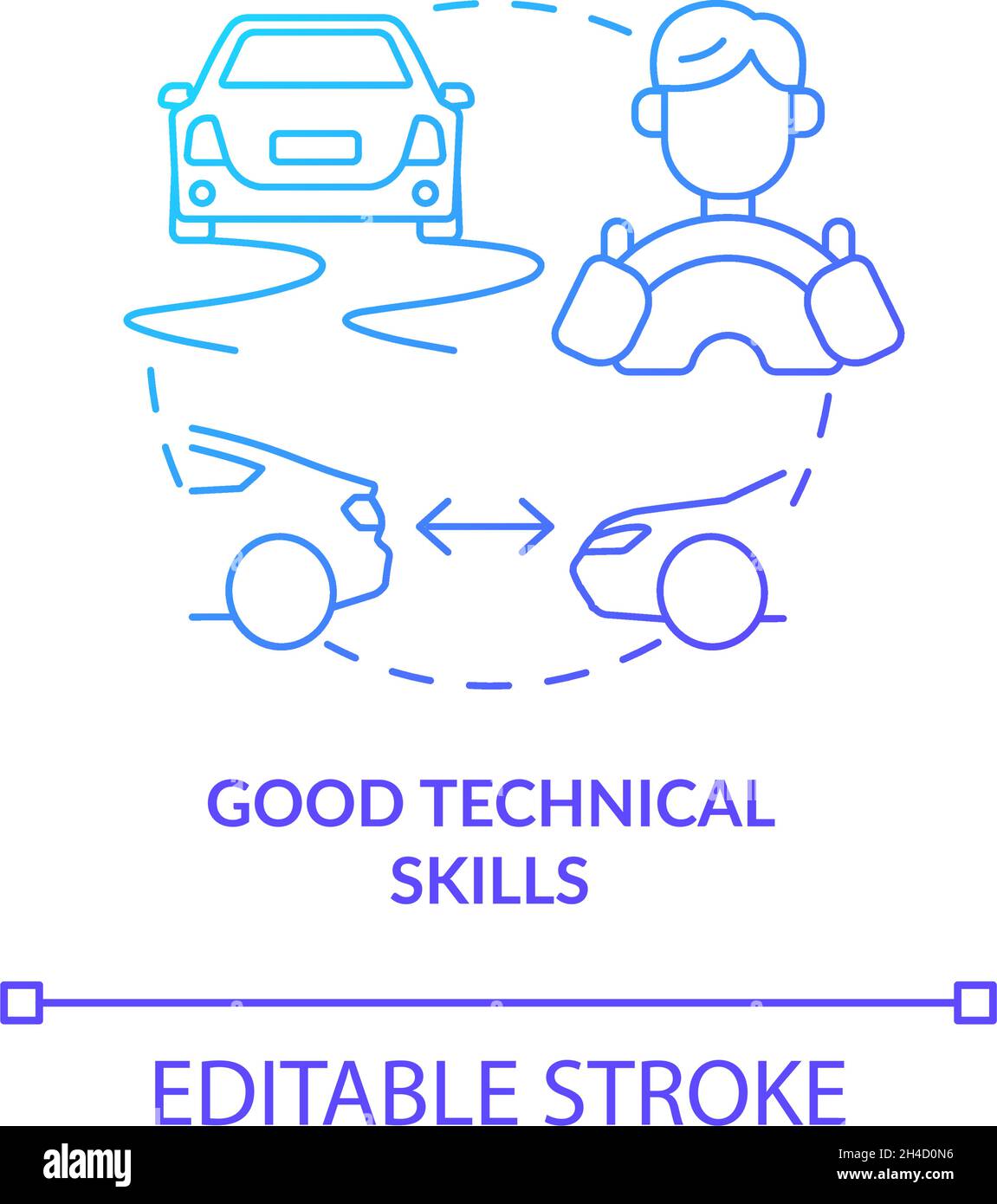 Good technical skills blue gradient concept icon Stock Vector