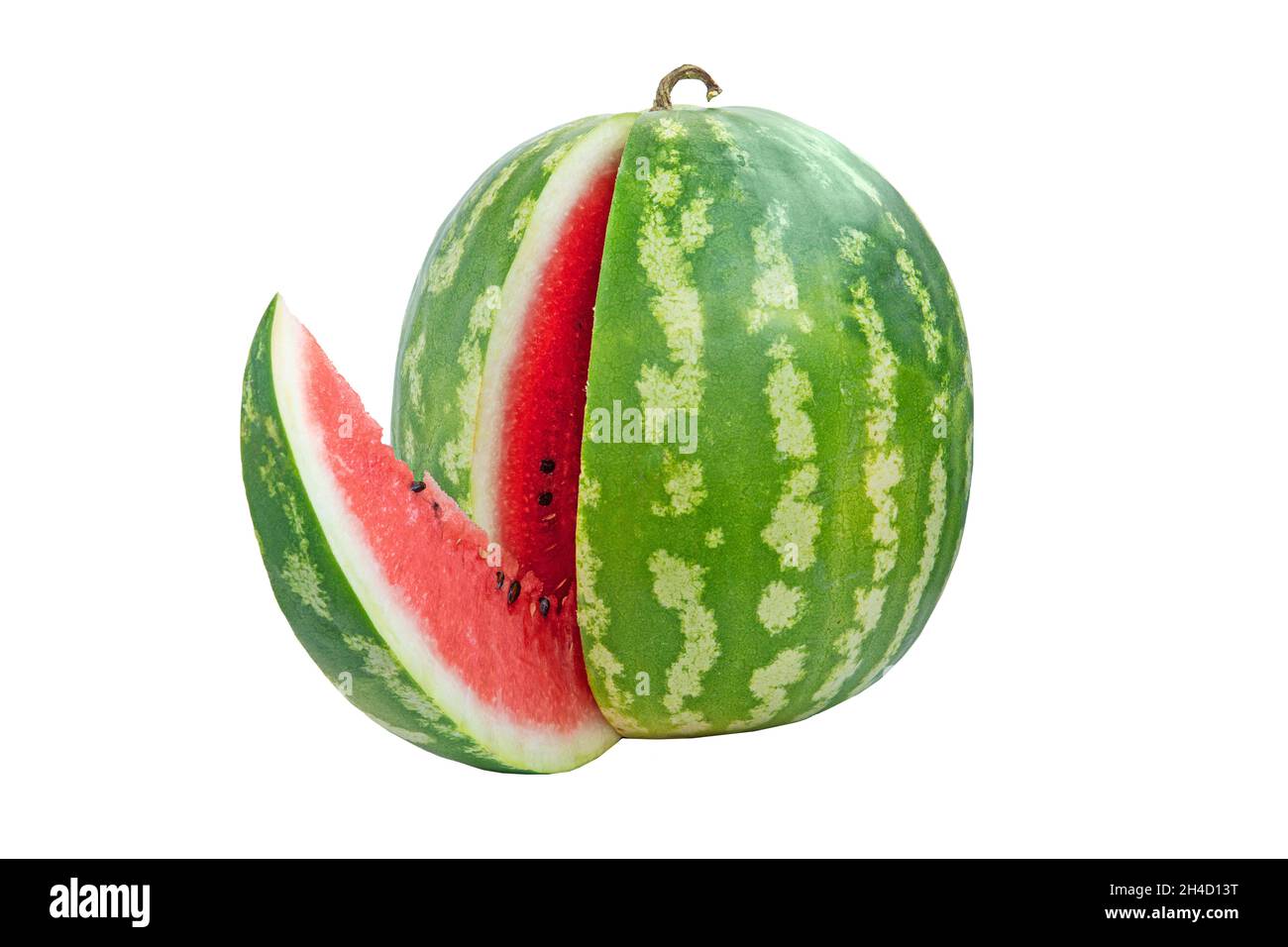Big watermelon and slice isolated on white background Stock Photo