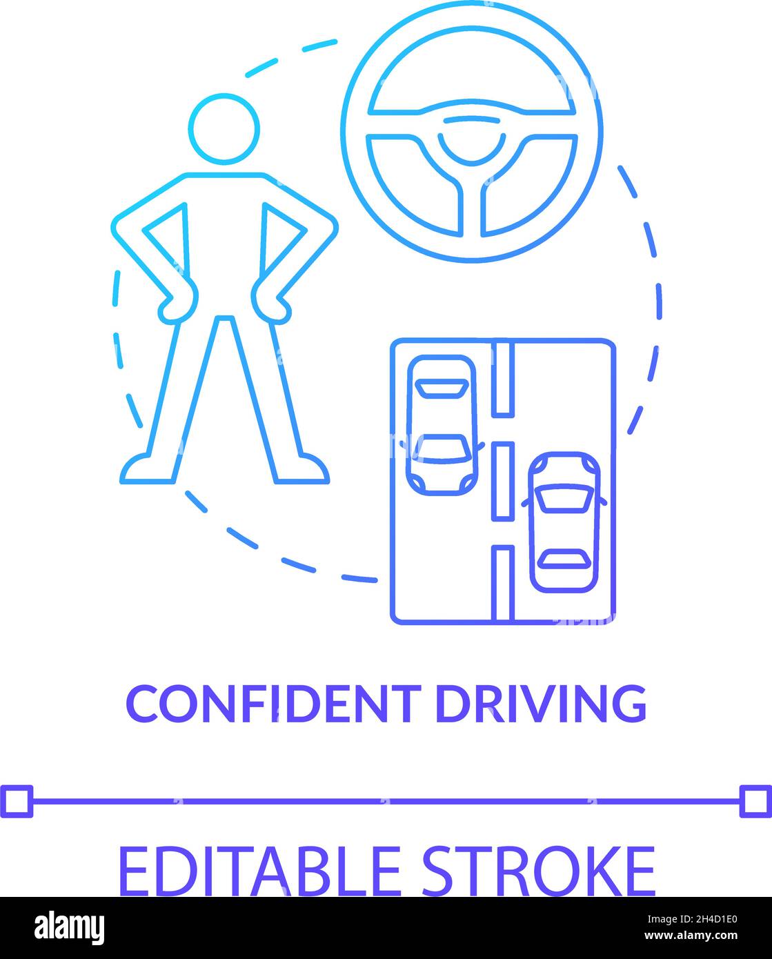 Confident driving blue gradient concept icon Stock Vector