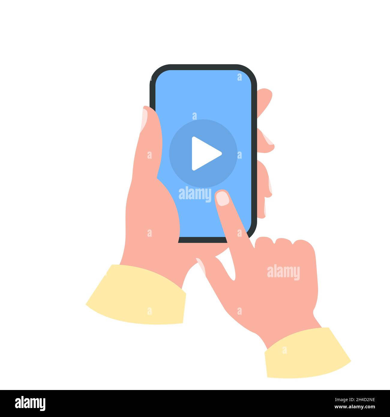 Smartphone in your hand concept. Watch video Stock Vector