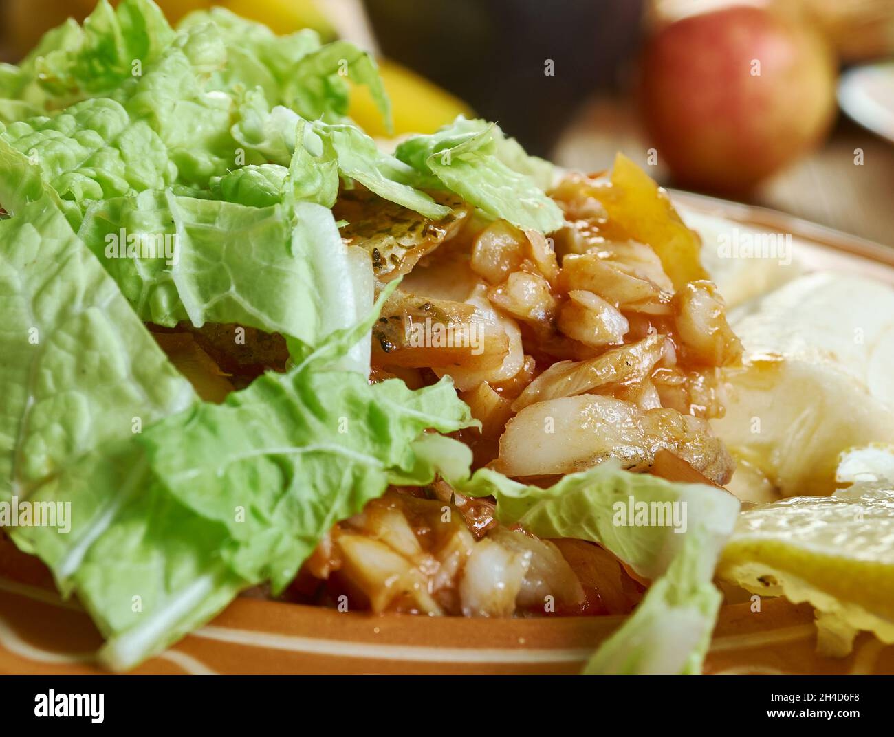 Green Fig and Saltfish for green bananas, national dish of the island