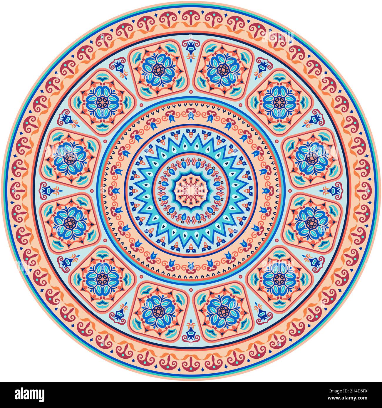 Vector abstract decorative round floral ethnic illustration Stock ...