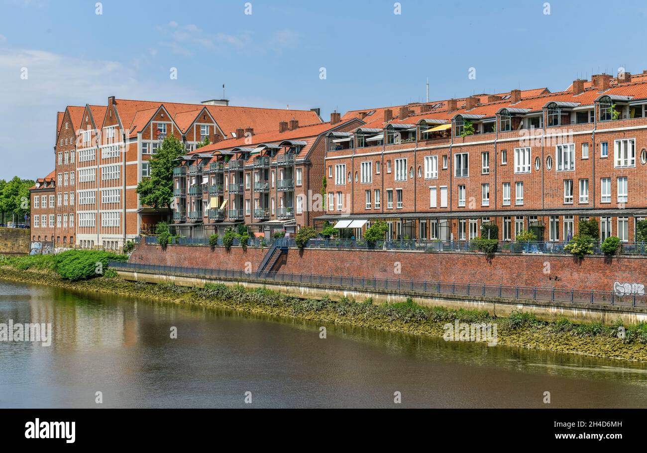 Wohnanlage, Immobilien, Kleine Weser, Teerhof, Bremen, Deutschland Stock Photo