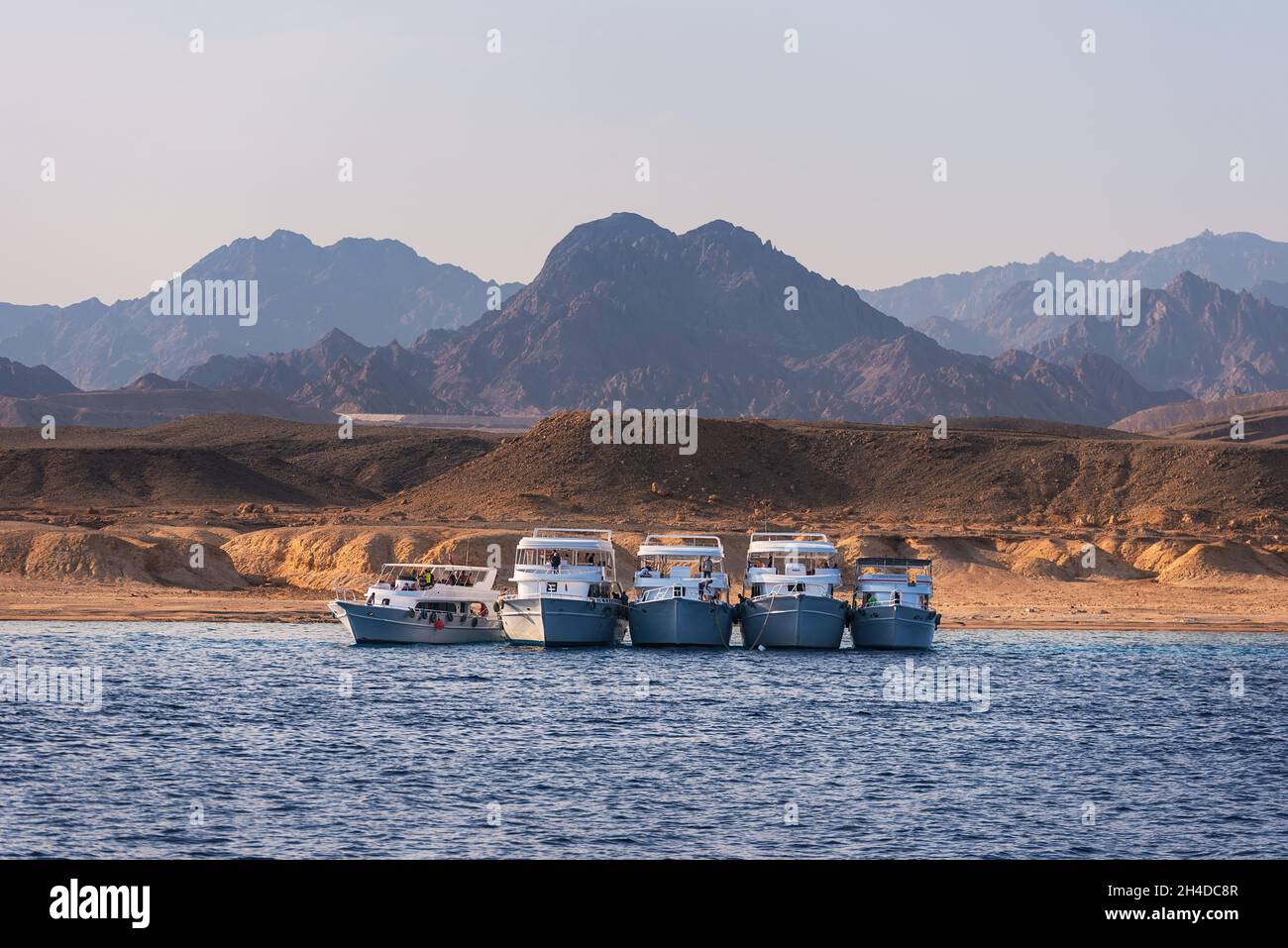 Beautiful white private motor yachts for sea walk in the Red sea, Egypt ...