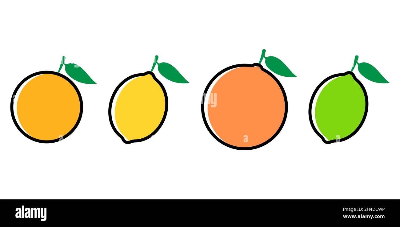 Citrus fruits icon set flat style. Vector eps10 Stock Vector Image ...