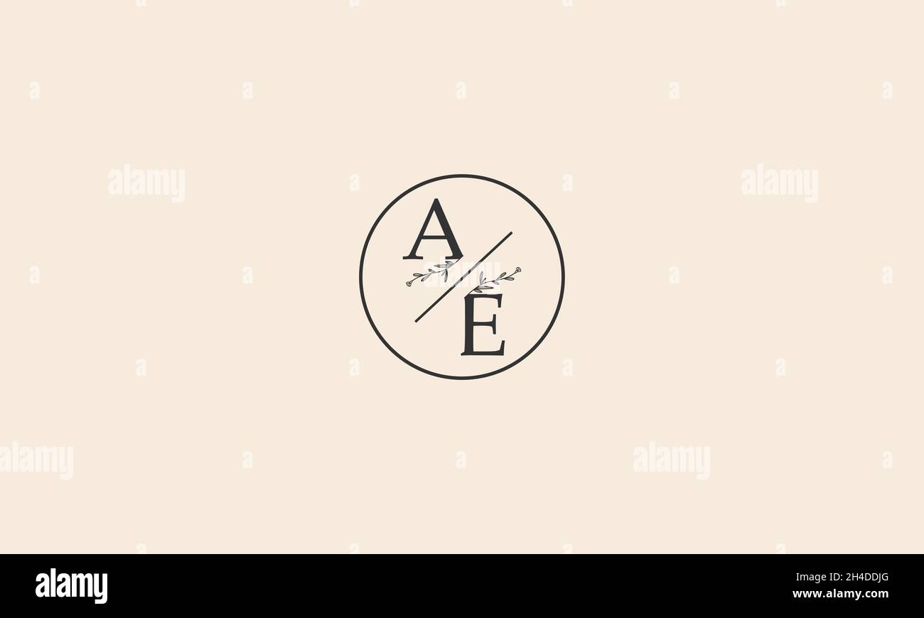 LETTERS AE LOGO DESIGN WITH NEGATIVE SPACE EFFECT FOR ILLUSTRATION USE Stock Vector
