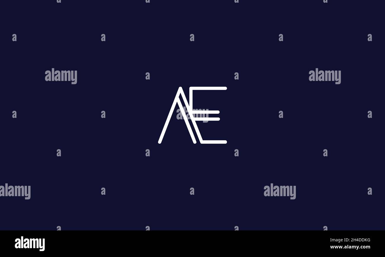 LETTERS AE LOGO DESIGN WITH NEGATIVE SPACE EFFECT FOR ILLUSTRATION USE Stock Vector
