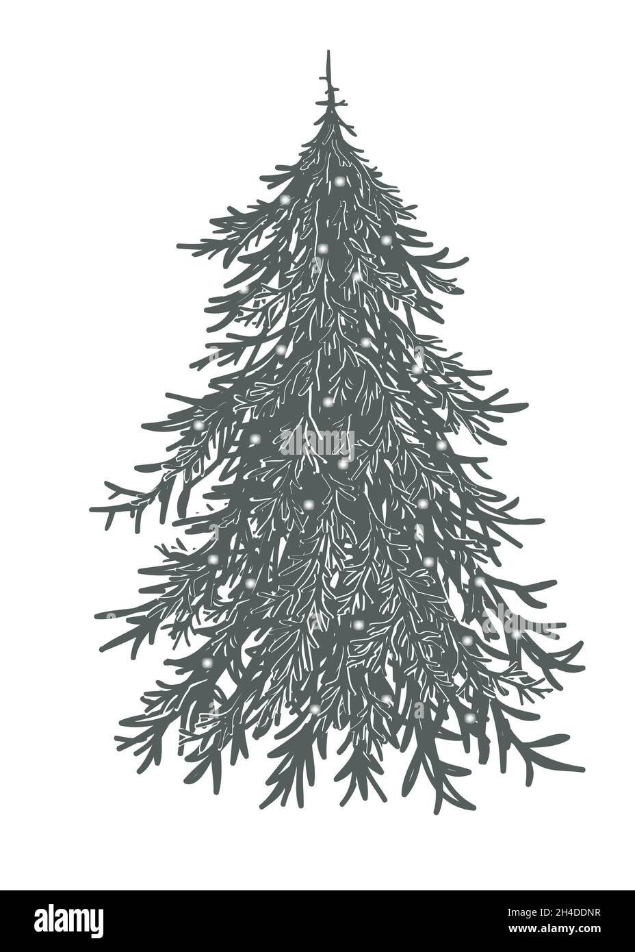 Fir Christmas tree with lights, vector illustration isolated on white ...