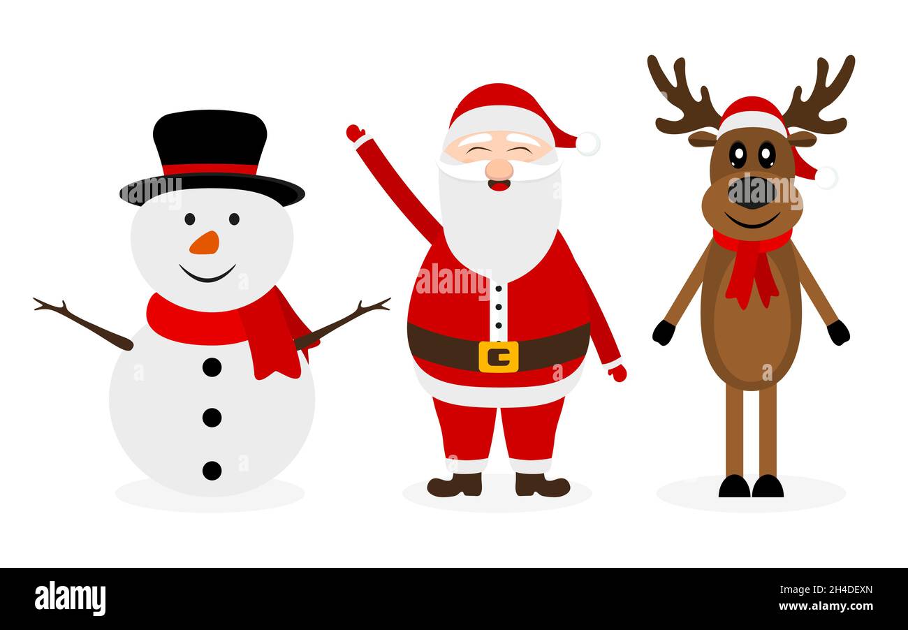Santa Claus, reindeer and snowman for christmas Stock Vector Image ...