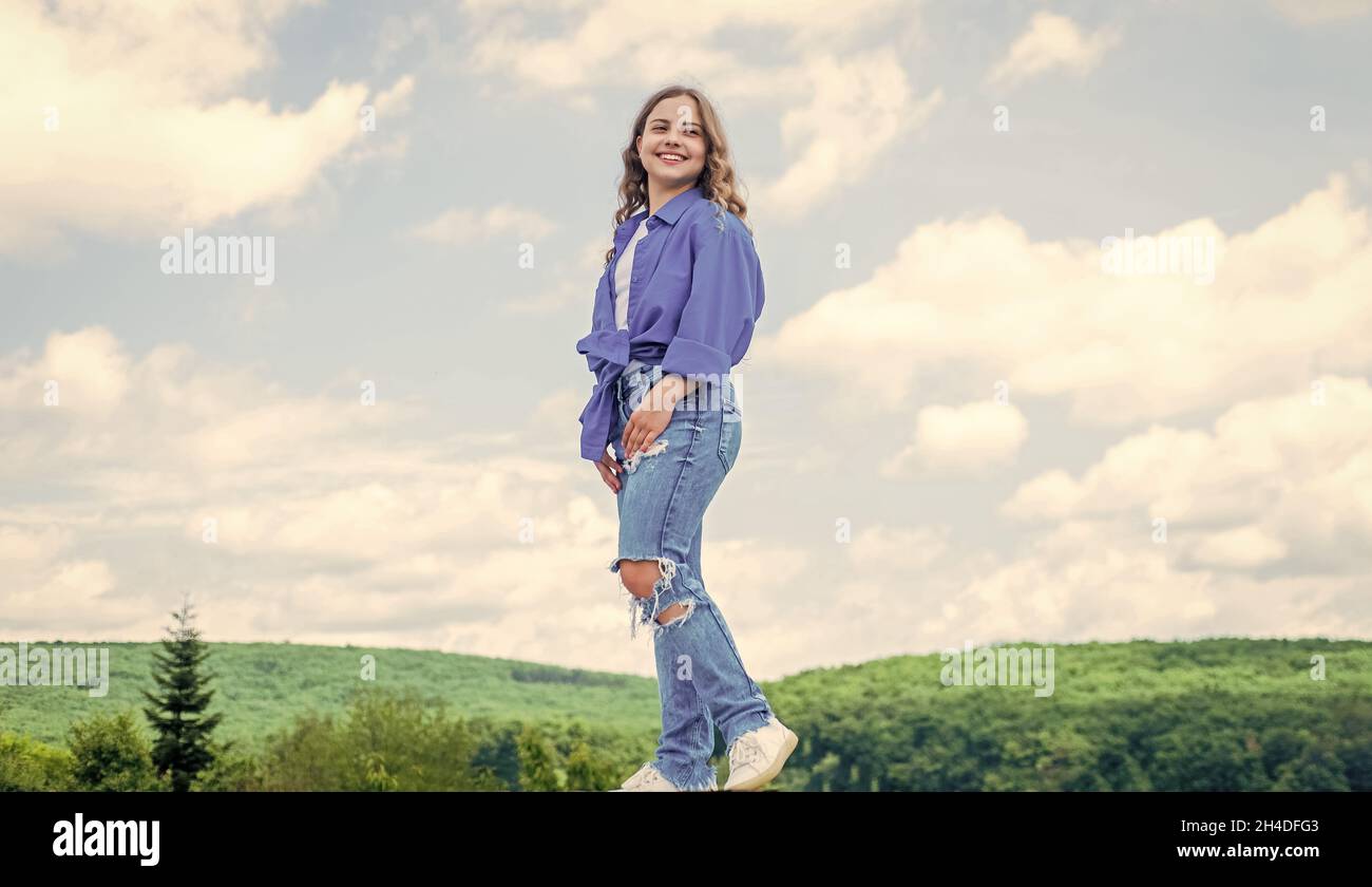 In her own style. girl wearing casual 