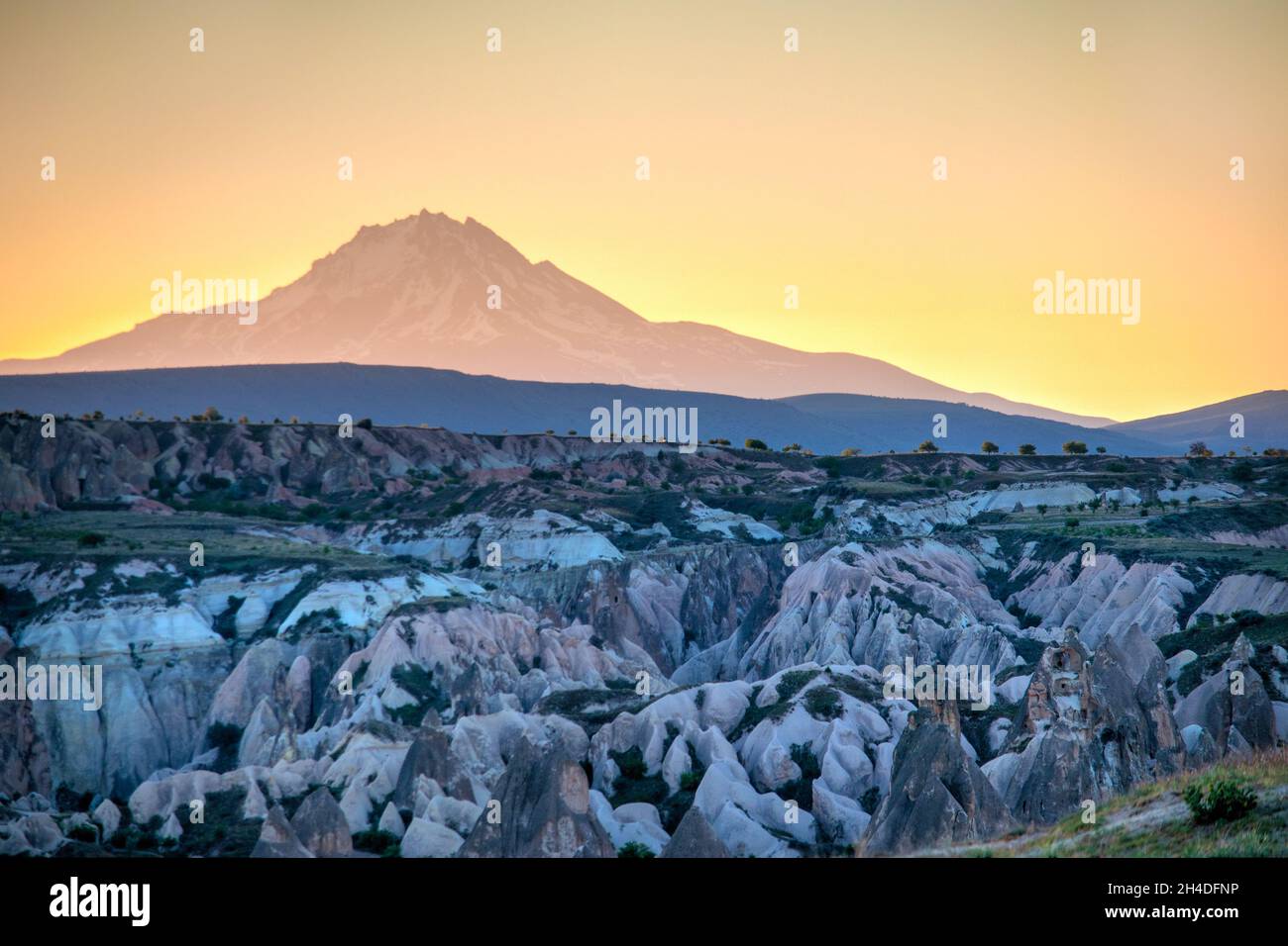 Mount Erciyes volcano in the early morning, Cappadocia Stock Photo
