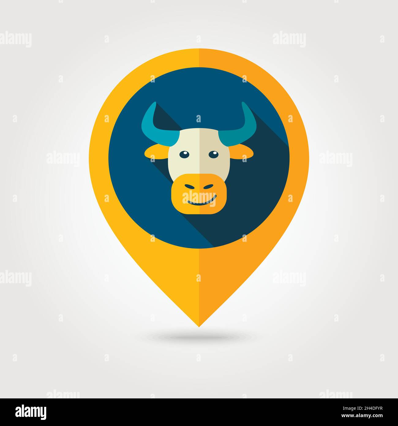 Bull flat pin map icon. Map pointer. Map markers. Animal head vector ...