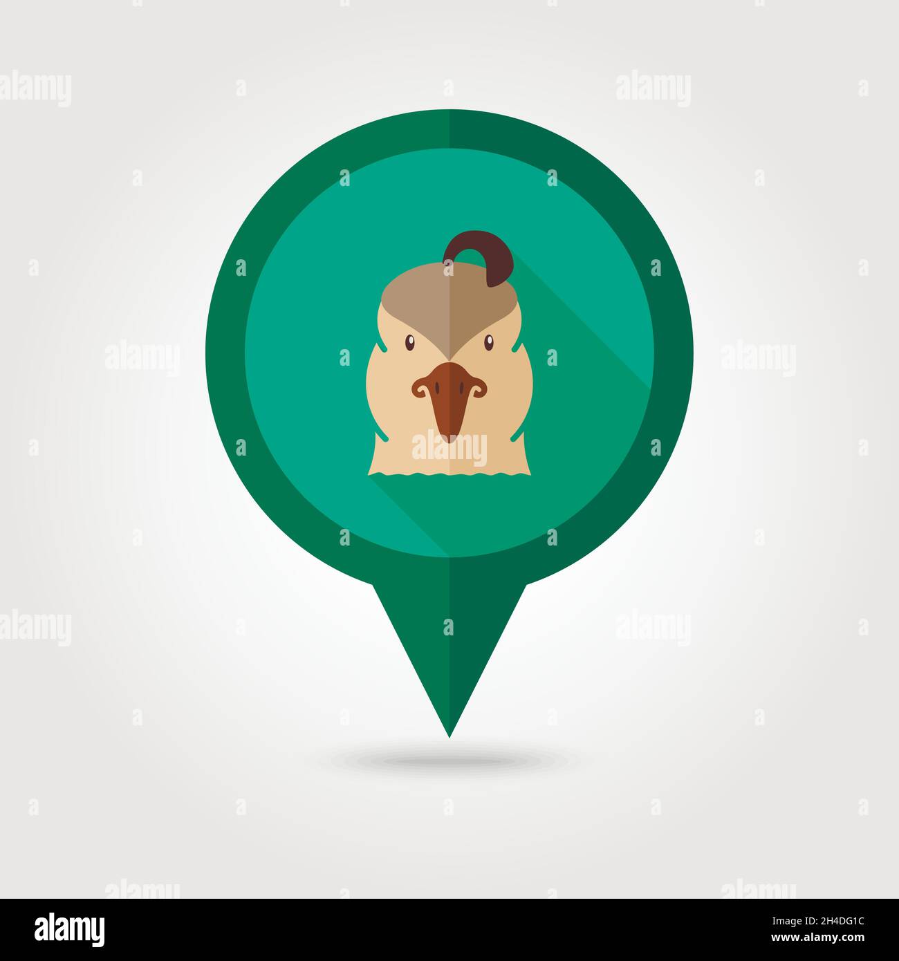 Quail flat pin map icon. Map pointer. Map markers. Animal head vector ...