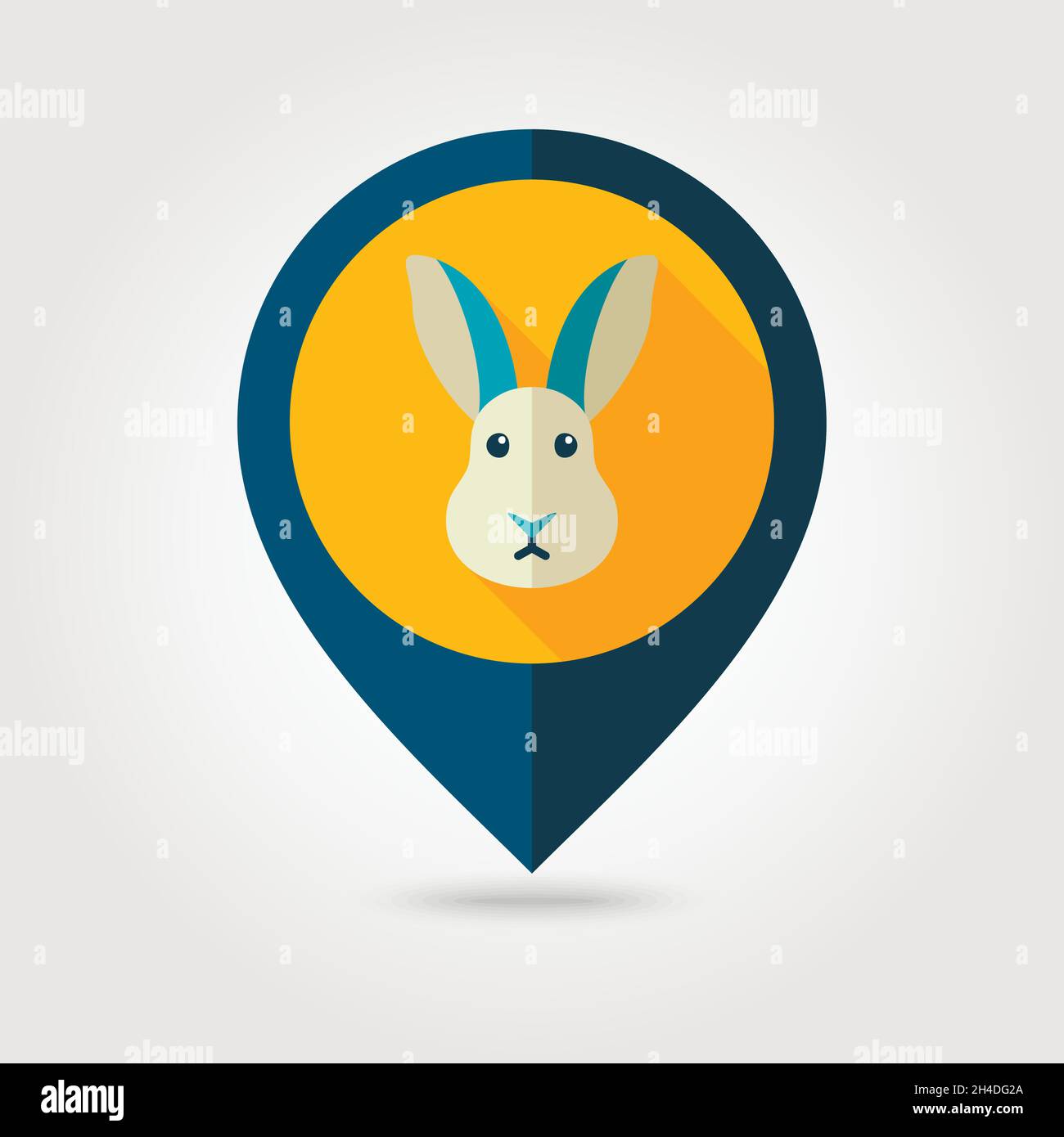 Rabbit flat pin map icon. Map pointer. Map markers. Animal head vector ...