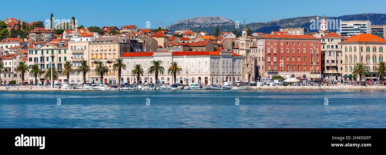 Panoramic view of waterfront Riva in Split, Croatia Stock Photo