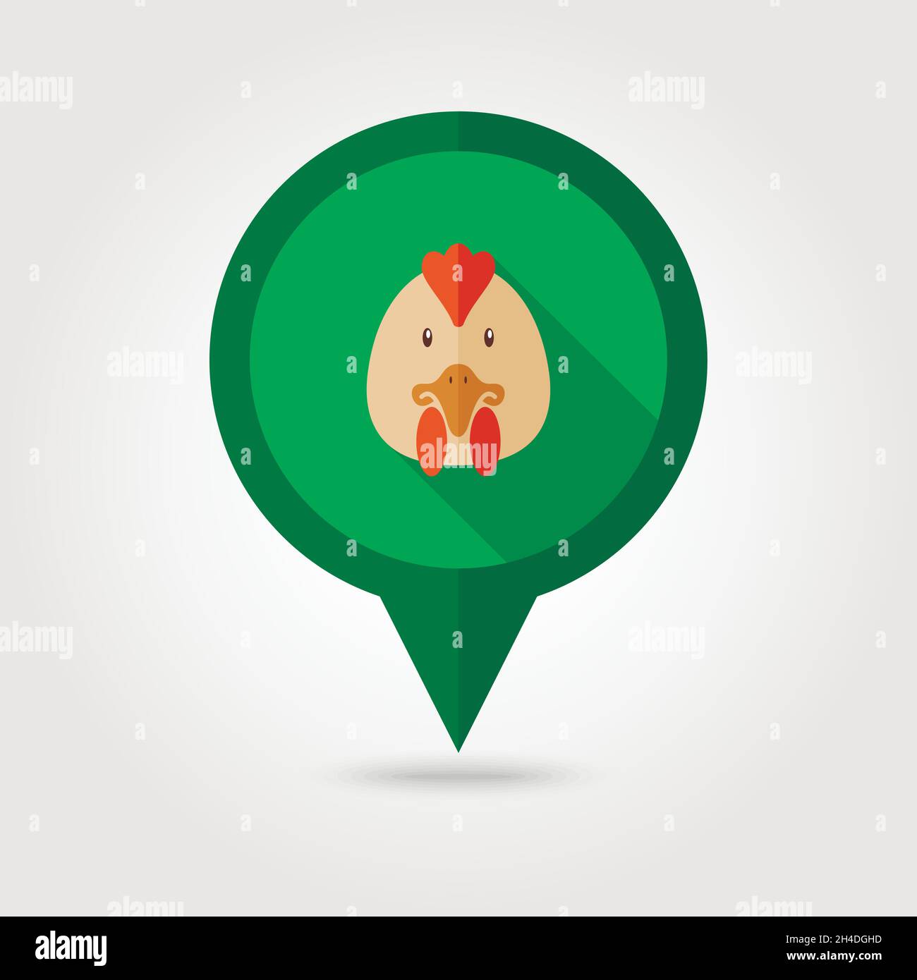 Chicken flat pin map icon. Map pointer. Map markers. Animal head vector ...