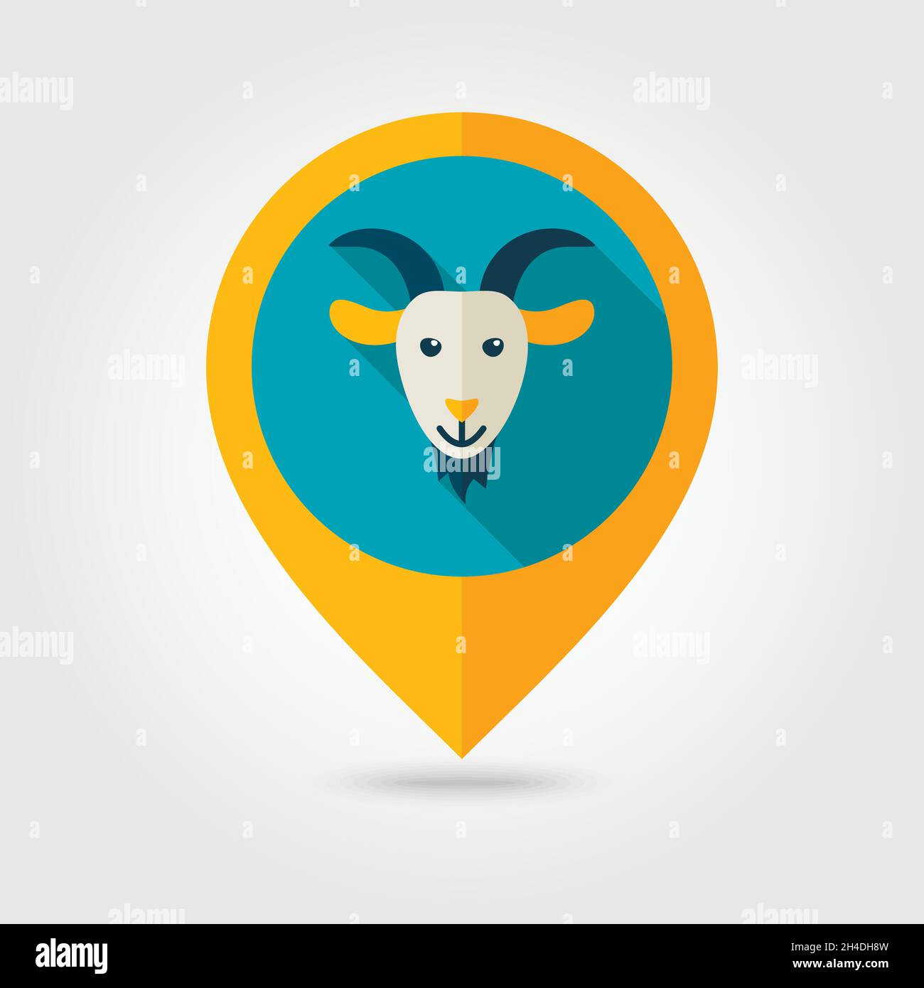 Goat flat pin map icon. Map pointer. Map markers. Animal head vector ...