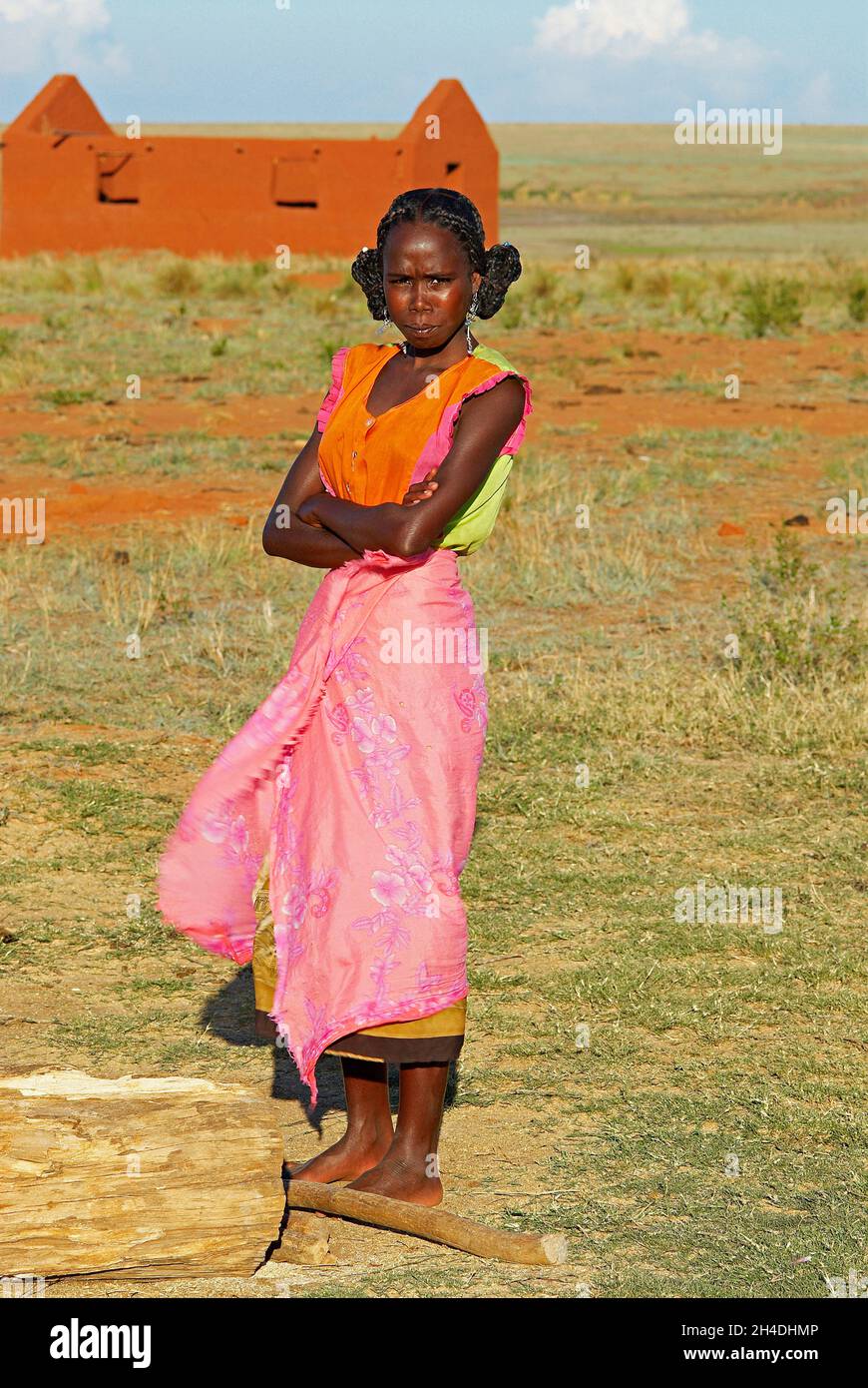 Madagascar. Village d'ethnie Bara, eleveurs et pasteurs. // Madagascar. Bara ethnic group village. Stock Photo