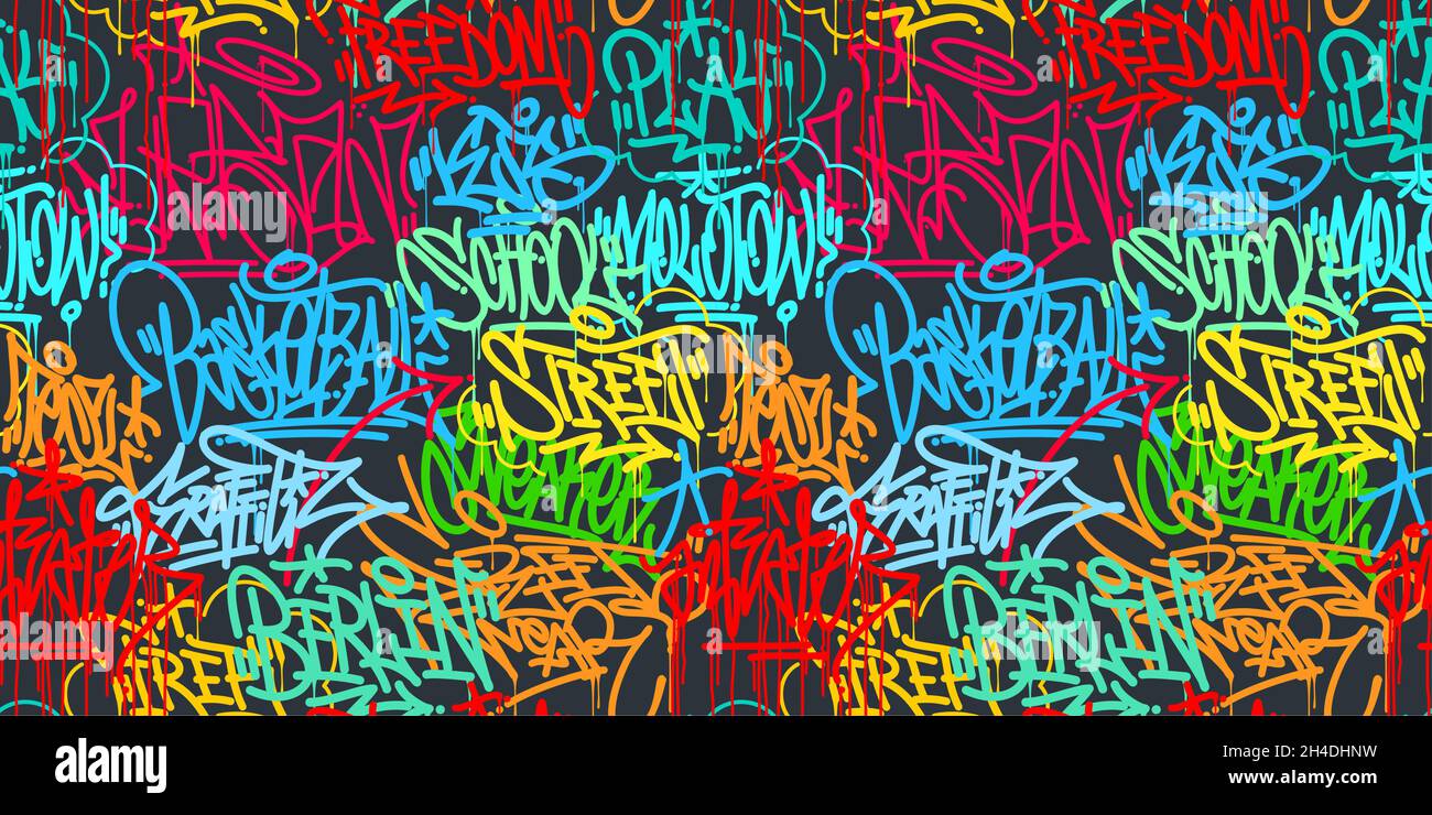 Colorful Seamless Abstract Hip Hop Street Art Graffiti Style Urban