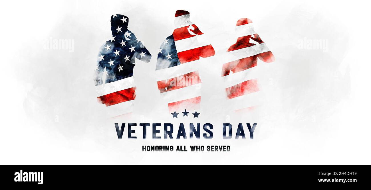 Happy Veterans Day Honoring All Who Served Retro Vintage Logo