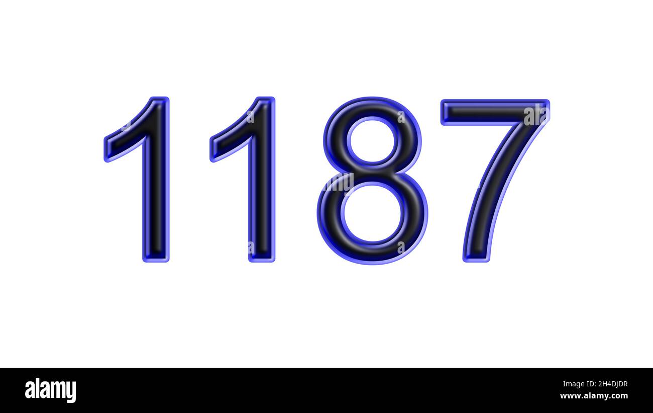 blue 1187 number 3d effect white background Stock Photo - Alamy