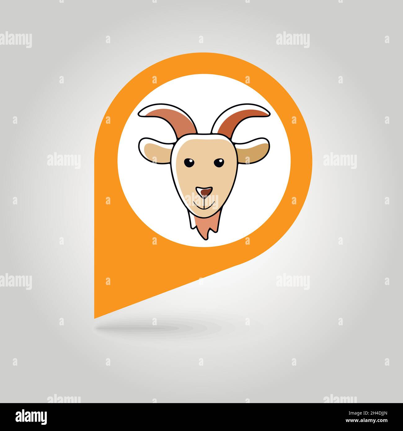 Goat flat pin map icon. Map pointer. Map markers. Animal head vector ...