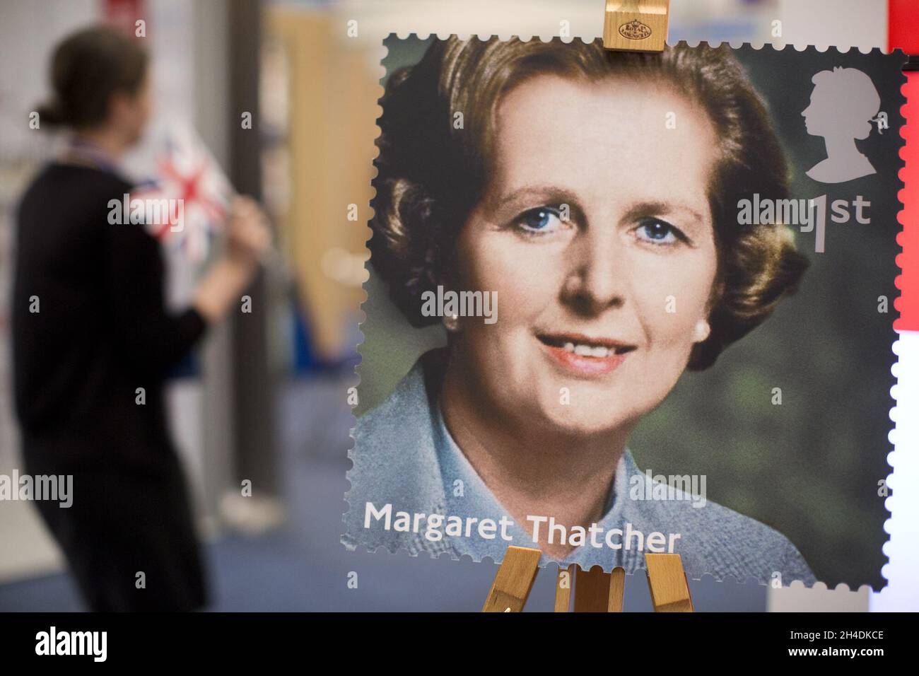 A display at the Royal Mail stand shows a special stamp edition ...