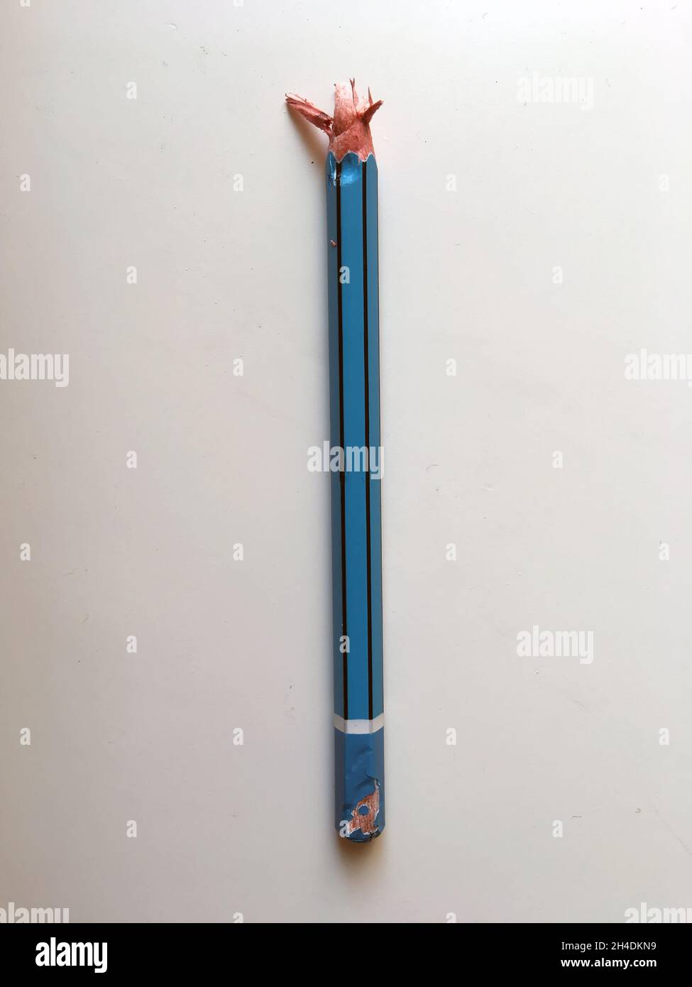 Broken wooden pencil. Learning anxiety. Studying anxiety. Stock Photo