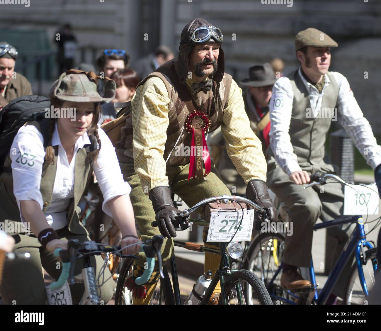 Participants dressed up in vintage join the Tweed Run, a metropolitan ...