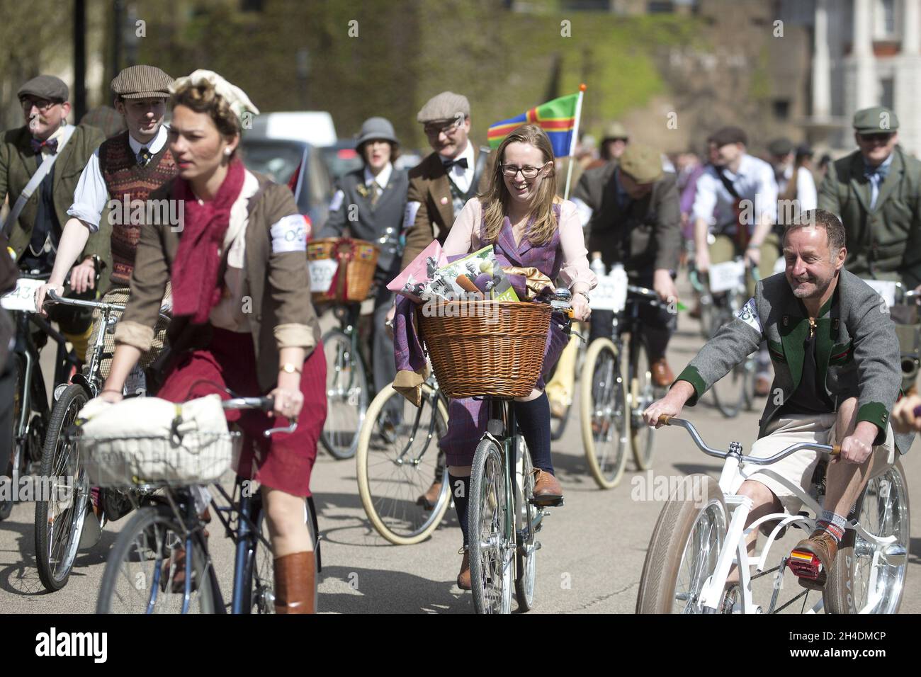 Participants dressed up in vintage join the Tweed Run, a metropolitan ...