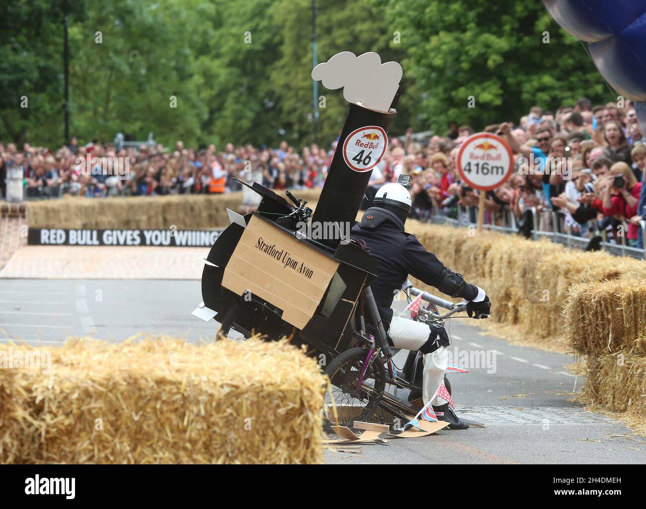 A competitor crashes whilst taking part in The Red Bull Soapbox
