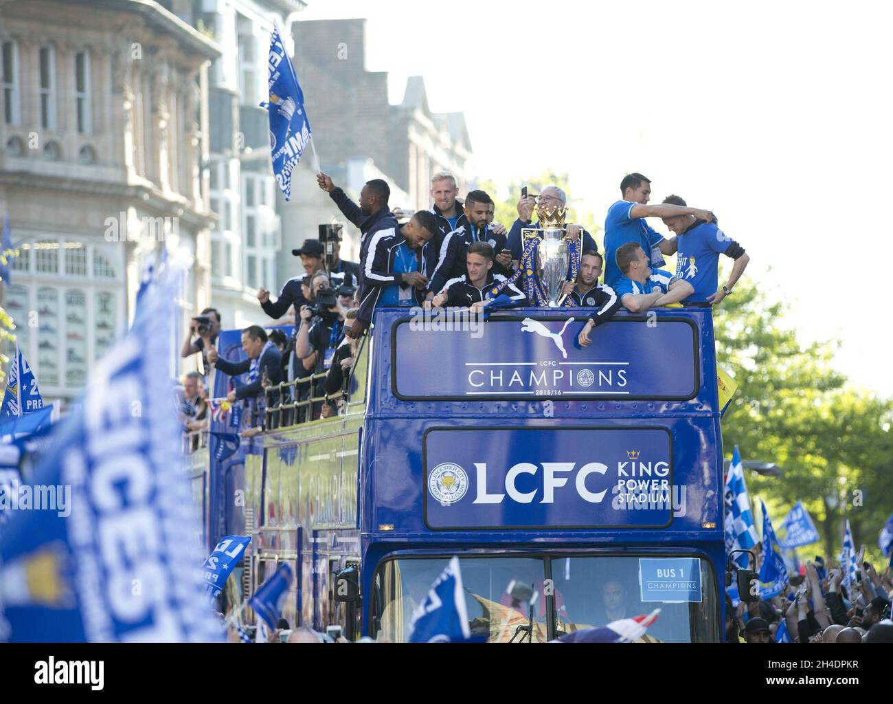 Leicester City FC's victory parade goes through Leicester city centre