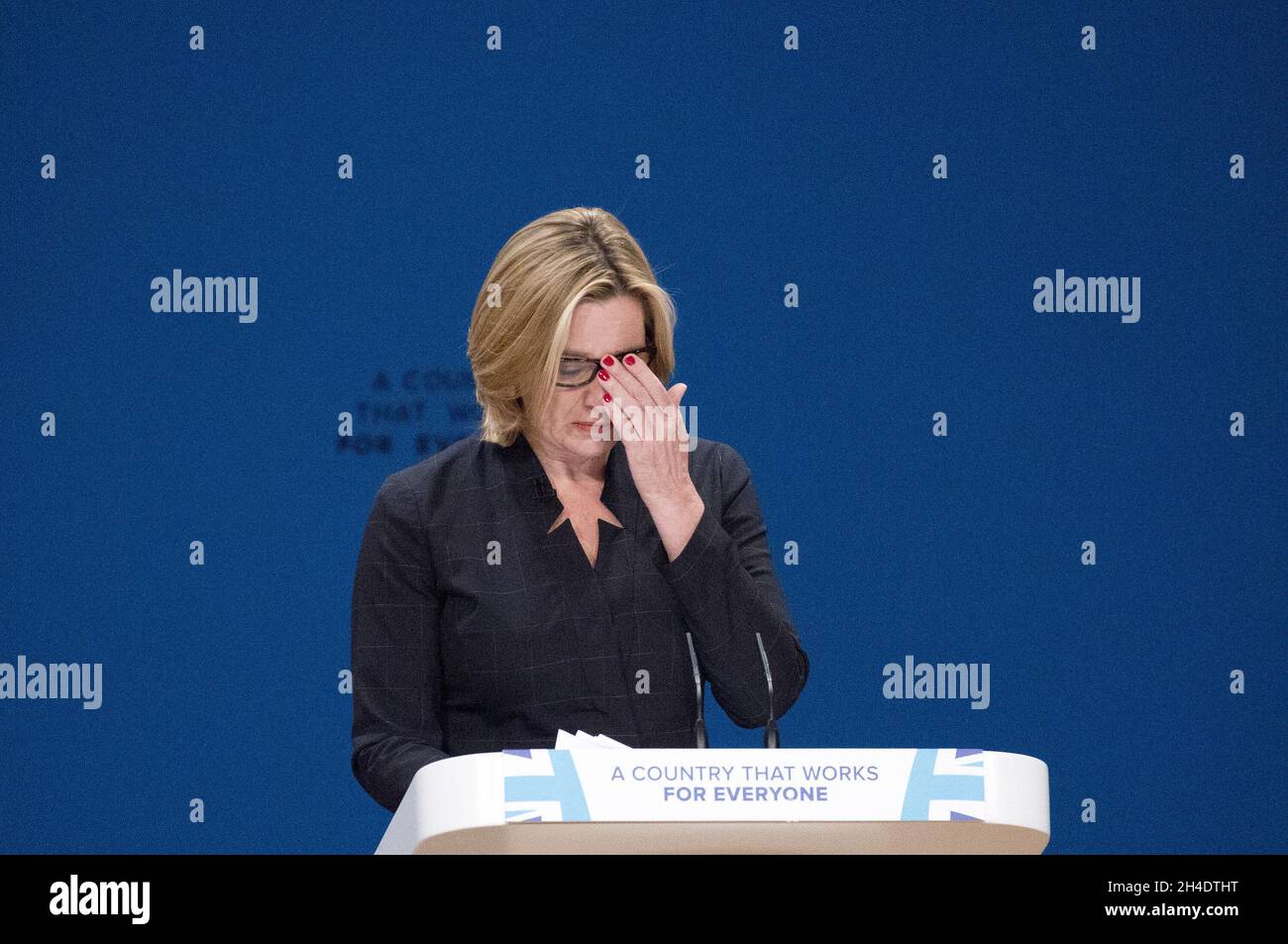 Amber Rudd, Home Secretary, gives a speech to delegates in the third ...