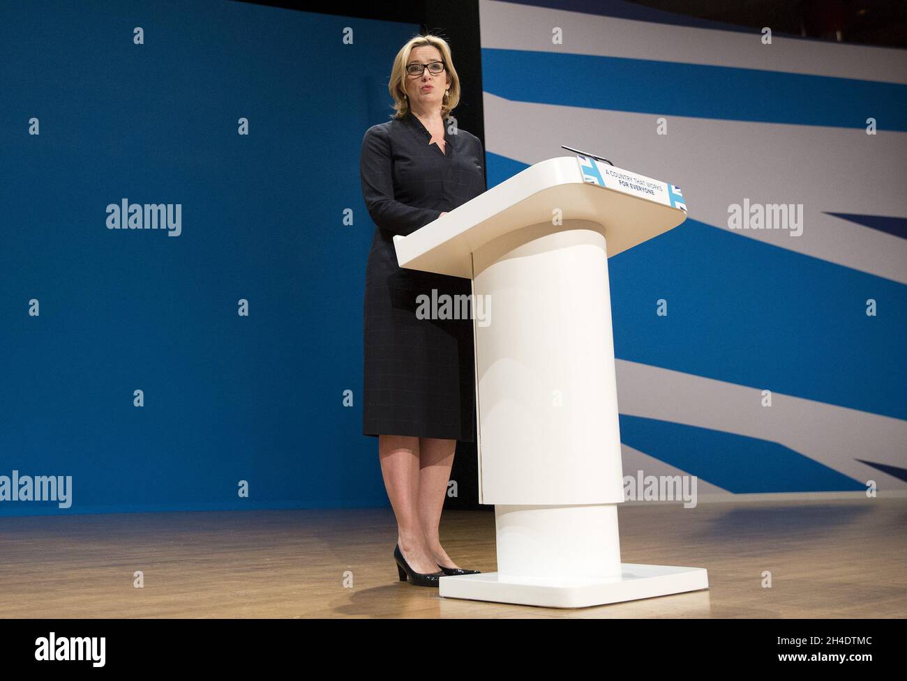 Amber Rudd, Home Secretary, gives a speech to delegates in the third ...